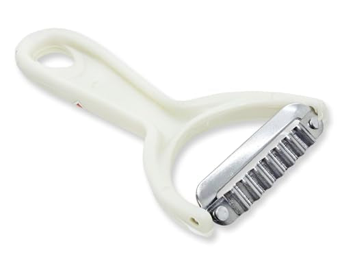 WitnyStore Kitchen Tool 5⅞" Long White Plastic Handle Stainless Steel Wavy Peeler Grater Shredder - Thai Cooking Utensils Multipurpose Portable Hand-Held Cookery Equipments for Food Fruit Vegetable