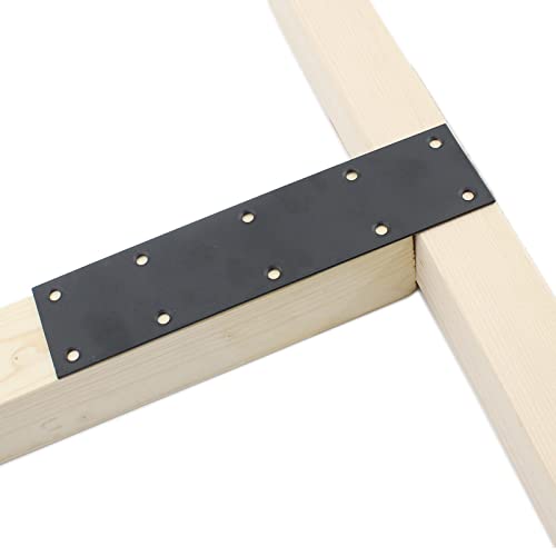 4 Pack Flat Straight Brace Brackets, ULIFESTAR Black Stainless Steel Mending Bracket Plate Metal Shelf Support Fixing Joining Plate for Furniture,Wood,Shelves,Cabinet with Mounting Screws - size: 200 x 48 x 2 mm