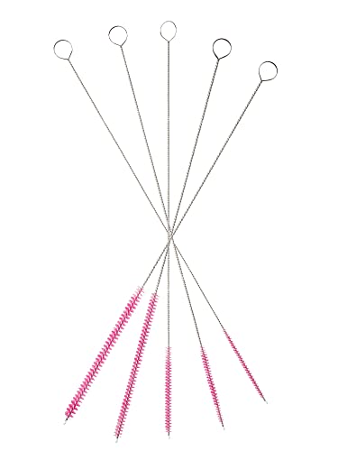 10" Extra Long Tube Brush Set - Small 5 Pack - Pink - color: Pink, size: Small 5 Pack (2mm 3mm 4mm 5mm 6mm)