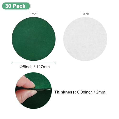 M METERXITY 30-Pack Lamp Base Felt, 5 Inch Dia. 2mm Thick Self Adhesive Round Fabric Felt Pads for Lamp/Furniture/DIY, Non-Slip Fiber Backed Patch Circles with Adhesive Backing [Green] - color: Green, size: 5" Dia