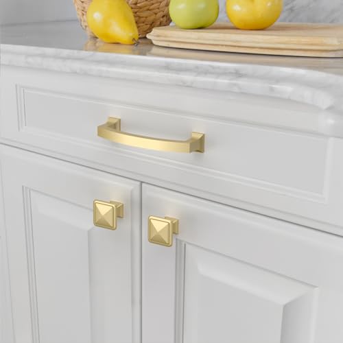 Amerdeco 10 Pack Brushed Gold Cabinet Pulls 4" - color: Brushed Gold, size: 4" hole center