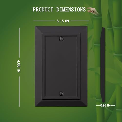 Classic Architecture Wall Plates,Light Switch covers, Electrical Outlet Covers, Duplex receptacle wall plates,Mid Size Bamboo Fiber Material Switch plates Matte Black (1 Gang Blank 4PK) - style: 1 Gang Blank 4PK