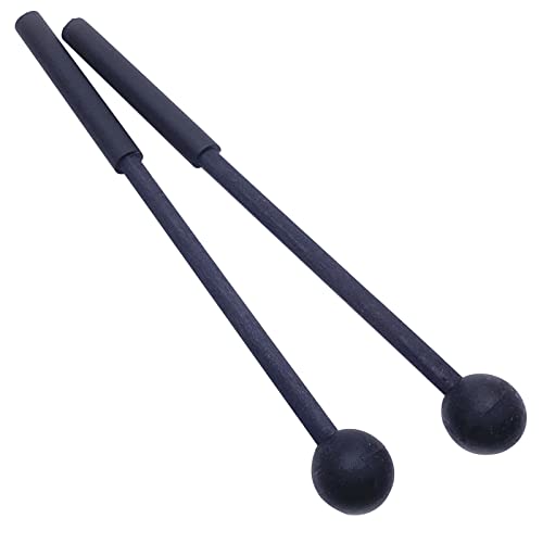 1 Pair 9 Inch Rubber Xylophone Sticks Tongue Drum Mallets Percussion Sticks Hammer for Glockenspiel, Xylophone, Chime, Woodblock, and Bells (Black) - color: Black