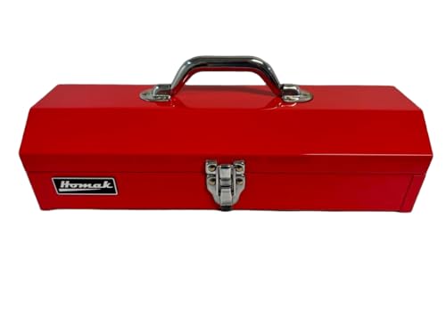 Homak Tool Box, 16" Portable Steel Small Tool Box with Metal Latch Closure & Plastic Handle, Multi-Purpose Heavy Duty Toolbox, Red - size: 16-Inch x 6-Inch x 4-Inch - Small