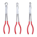 3PCS Circle Nose Pliers 11 Inch Extra Long Reach Hose Grip Pliers Set - size: 3 Pieces - 11" - Circle (0.2/0.5/0.7 in) - Red