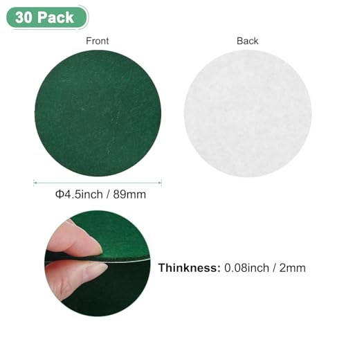 M METERXITY 30-Pack Lamp Base Felt, 3.5 Inch Dia. 2mm Thick Self Adhesive Round Fabric Felt Pads for Lamp/Furniture/DIY, Non-Slip Fiber Backed Patch Circles with Adhesive Backing [Green] - color: Green, size: 3.5" Dia