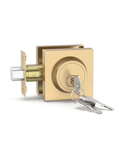 Asidrama 1 Pack Champagne Bronze Heavy Duty Single Cylinder Deadbolts - color: Champagne Bronze, size: 1 Pack, style: Deadbolt