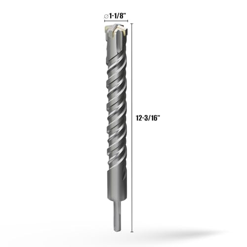 CSOOM SDS Plus Rotary Hammer Drill Bit 1-1/8"x12.2", Professional Concrete Drill Bit for Concrete, Brick, Stone and Cement Walls - size: 1-1/8"x12.2"