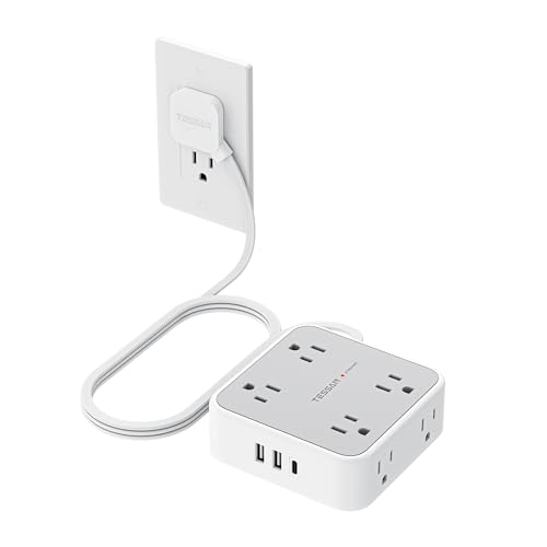TESSAN Surge Protector Power Strip with 900J Surge Protection, 5 Ft, Grey - color: Grey with 1 USB C, size: 5 feet