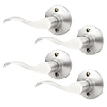 GOBEKOR 4 Pack Single Dummy Door Levers Left Handed Brushed Nickel Interior Door Handles for Closet Modern Wave Half Dummy Lever Door Handles - size: Left-Handed Dummy Lever