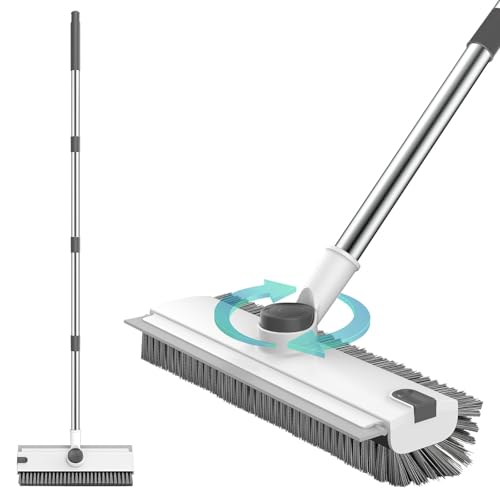 SetSail Floor Scrub Brush with 54in Adjustable Long Handle, Grey&White