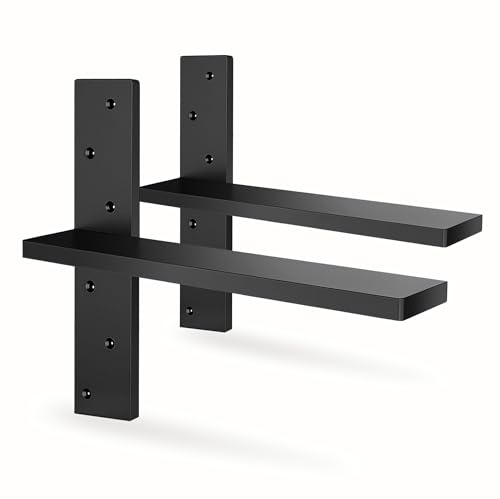 Floating Shelf Bracket Heavy Duty 1/2" Thick Free Hanging Countertop Support Bracket 2 Pack 12" Lx2.5 W Hidden Shelf Bracket for Floating Wall Countertops, Bars, Desks, Bench Seats, Vanities, Mantels - size: 12 Inch, style: Black- 2 pack