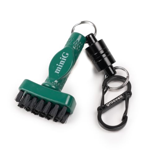 Grooveit Green Mini Golf Brush The MiniG 'Dry Scrubber' Features A Detachable Magnet, Heavy-Duty Nylon Bristles, and 3-Yr Warranty - Used On All Professional Golf Tours - Golf Accessory of 2023 - color: Green