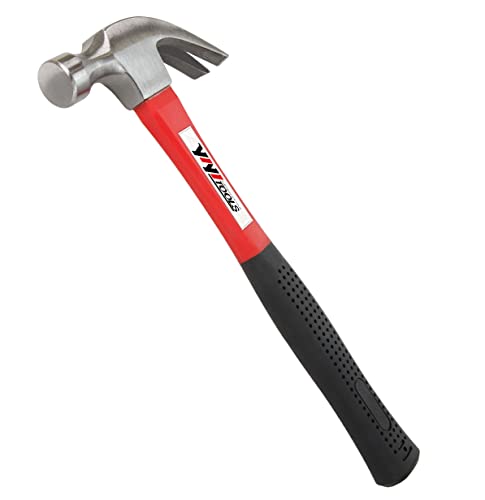 YIYITOOLS Claw Hammer With fiberglass Handle – 16-oz, Red and Black (YY-1-003) - size: 16oz - Fiberglass Handle
