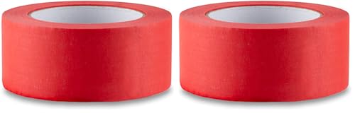 Lichamp Wide Red Painters Tape 2 inches, 1pc Medium Adhesive Red Masking Tape, 1.95 inches x 55 Yards (Pack of 2) - size: 1.93 inches (Pack of 2)