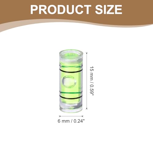 HARFINGTON 12pcs Mini Cylindrical Bubble Spirit Level Vials 6x15mm - size: 6x15mm
