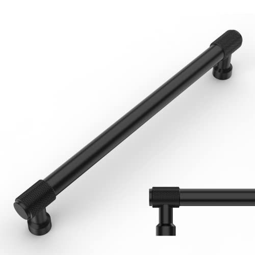 Amerdeco 10 Pack Matte Black Knurled Cabinet Pulls - 7 Inch(177.8mm) Hole Center Kitchen Handles Drawer Pulls Cabinet Hardware ZH0034 - color: Matte Black, size: 7"/177.8MM Hole Center