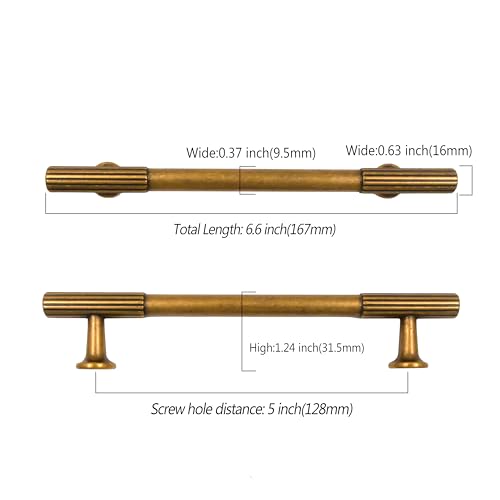Asidrama 10 Pack 5 inch Antique Brass Kitchen Cabinet Handles - color: Antique Brass, size: 5" Hole Center