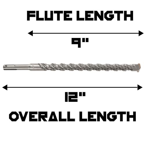 SDS Plus 5/8 Inch Masonry Drill Bit for Rotary Hammers (12" Length - 2 Pack) Carbide Tipped to Easily Drill Through Concrete, Cement, Brick, Block, Stone, and More! - size: 5/8" x 12"