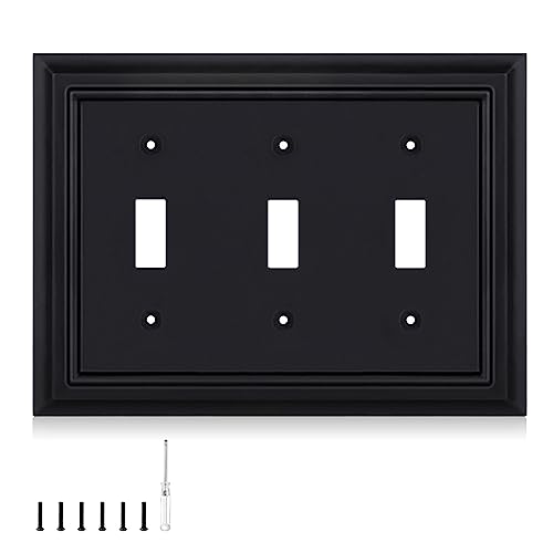 Matte Black Decorative Outlet Covers Wall Plates, Bamboo Fiber Light Switch Covers, Natural Material Electric Receptacle Switch Plate Outlet Cover of various styles (3 Gang Toggle 1 Pack) - size: 3 Gang Toggle 1 Pack