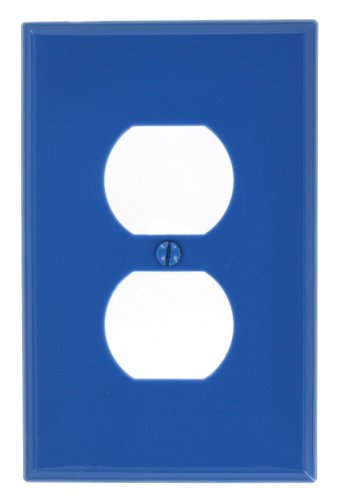 Leviton 1-Gang, 1-Duplex, Midway Nylon Wallplate, Midway Size, 1 Pack, PJ8-BU, Blue - color: Blue, size: 1 Pack