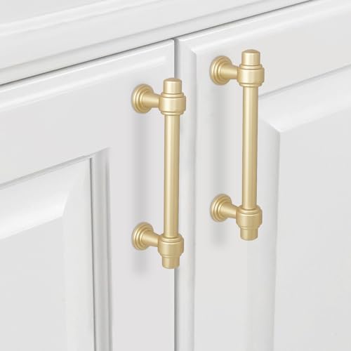 10 Pack Brushed Gold Cabinet Pulls 3-3/4 Inch(96mm) Hole Center Drawer Pulls Cabinet Hardware Kitchen Cabinet Handles for Bathroom Dresser Pulls - color: Brushed Gold, size: 3.75" Hole Center（96mm）