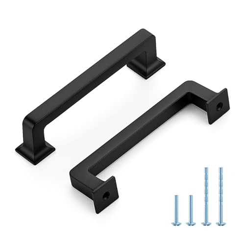 HOME EDIT Matte Black Cabinet Handles Zinc Pulls 3-3/4 Inch 5 Pack - color: Matte Black, size: 3-3/4 inches Hole Center