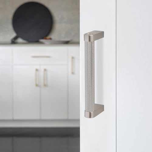 10 Pack 3-3/4 Inch(96mm) Brushed Satin Nickel Kitchen Cabinet Handles Knurled Cabinet Pulls Silver Drawer Pulls Cabinet Hardware - color: Brushed Satin Nickel, size: 3.75'' Hole Center(96mm)