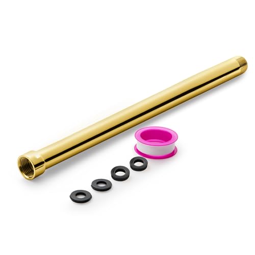 OFFO Shower Head Extension Arm, Shower Arm Extension Shower Head Extender Made of 304 Stainless Steel Shower Pipe Extension, Bright Gold 12 in - color: Bright Gold, style: 12 in