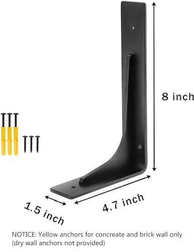 8" x 4.7 "Shelf Bracket ,L Shelf Brackets,max Load 300lbs, Premium Alloy Metal Heavy Duty Shelf Bracket, high Strength Mounting Hardware Included, countertop Support, Pack of 4. (8 INCH x 4.7INCH) - size: 8 INCH x 4.7 INCH (L Beam)