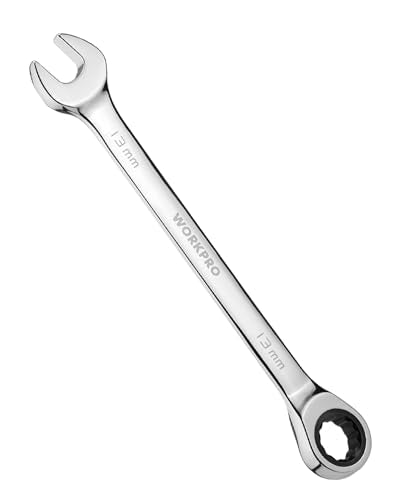 WORKPRO 13 mm Ratcheting Combination Wrench, Mirror Polish Chrome Plating - size: 13 mm, style: Mirror Polish