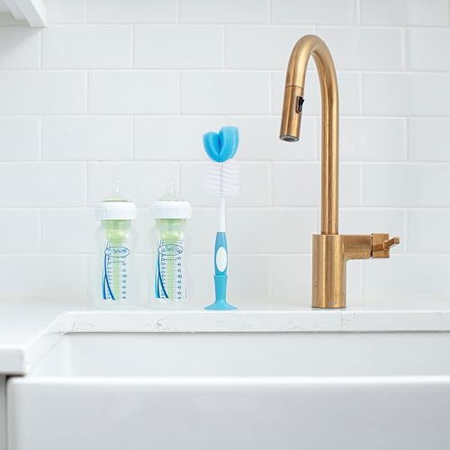 Dr. Brown's Reusable Sponge Baby Bottle Cleaning Brush Set with Suction Cup Stand,Scrubber and Nipple Cleaner,Blue,(Pack of 18) - color: Blue Bottle Brush, size: 18-Pack