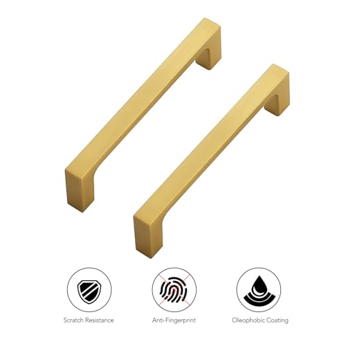 Ravinte Brushed Brass Solid Pulls Cabinet Handles 4 Inch 5 Pack - size: 4 Inch Hole Center