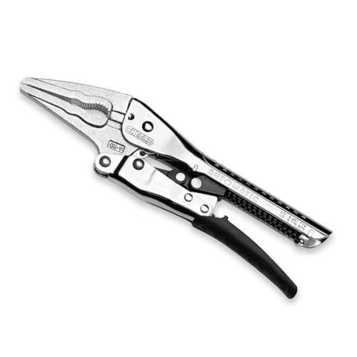 CHESCO 7" Long Nose 4th Gen Self-Adjusting Locking Pliers, One-Hand Auto-Lock Design, Heavy-Duty Cr-V Steel Professional Hand Tool for Automotive, Plumbing & DIY - size: 7 Inch