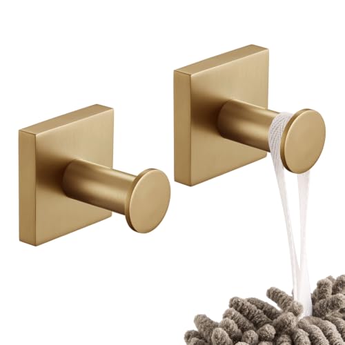 KOKOSIRI Robe Hooks Bath Towel Hooks for Wall Closet Kitchen Hanging Towels Bathroom Hardware Champagne Bronze Stainless Steel 2 Pack, B1016CPG-P2 - color: Champagne Bronze, size: 2 Pack