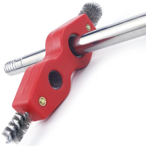 4 in 1 Copper Tubing Brush, 1/2 in and 3/4 in Copper Pipe Cleaner, Stainless Steel Coppers Tubing Wire Brush Cleaning Inside and Outside Thread, for Plumbing Installation, Soldering, Coppers Pipes - style: Red