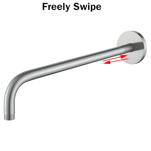 RANDOM 16 Inch Shower Arm with Flange,Stainless Steel 90 Degree Rain Shower Head Extension Arm,Wall-Mounted Shower Head Arm for Fixed Shower Head,Brushed Nickel.RD91018-16BN - color: 16″ Brushed Nickel(Round Flange)
