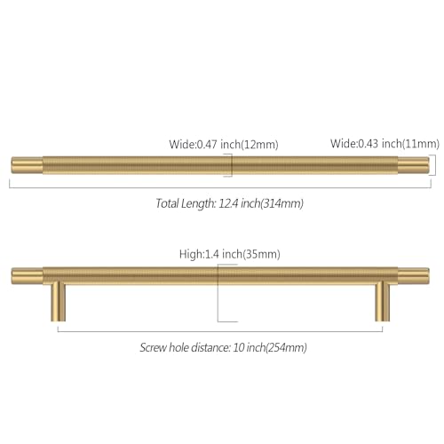 Asidrama 10 Pack 10 Inch(254mm) Champagne Bronze Knurled Kitchen Cabinet Handles, Cabinet Pulls Kitchen Cabinet Hardware for Cupboard Drawer Pulls - color: Champagne Bronze, size: 10" Hole Center