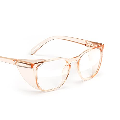 Stoggles Square Z87.1 Certified Polycarbonate Safety Glasses, Anti-Fog - color: Peach, size: Medium
