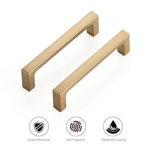 Ravinte Champagne Bronze Kitchen Square Cabinet Handles 3-3/4 Inch 10 Pack - size: 3-3/4 Inch Hole