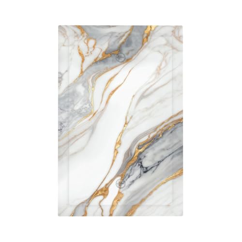 White Gray Gold Marble Light Switch Cover Decorative Wall Plate - color: Single Blank