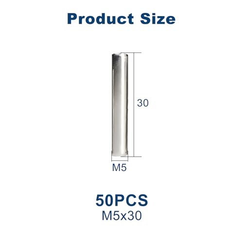 50Pcs M5 x 30mm (Approx 3/16" x 1-3/16") 304 Stainless Steel Dowel Pins - size: M5 x 30mm