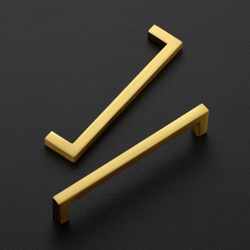 Ravinte Gold Cabinet Handles Solid Cabinet Pulls, 5 Inch CC, 10 Pack - color: Gold, size: Flat Black 5" Hole Center