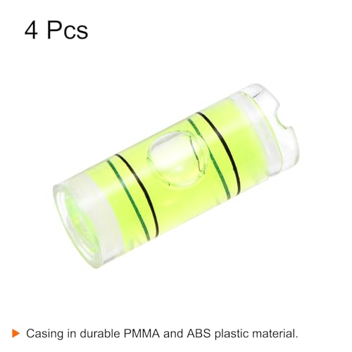 HARFINGTON 4pcs Cylindrical Bubble Level 8x20mm Mini Bullseye Spirit Levels for Leveling Camera Tripod Telescope Workshop Turntable Pictures Frame, Green - size: 8x20mm