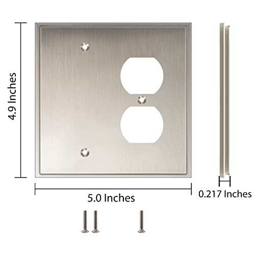 Henne Bery Soft Modern Decorative Wall Plate Switch Plate Outlet Cover (Blank/Duplex, Satin Nickel) - style: Blank/Duplex