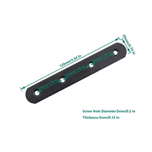 4 Pack Flat Mending Plate for Wood, ULIFESTAR Black Iron Flat Straight Brace Brackets Metal Repair Fixing Wood Brace Joining Plates Connector for Repairing Wooden Furniture with Mounting Screws - size: 5.12 x 0.79 x 0.12 inches