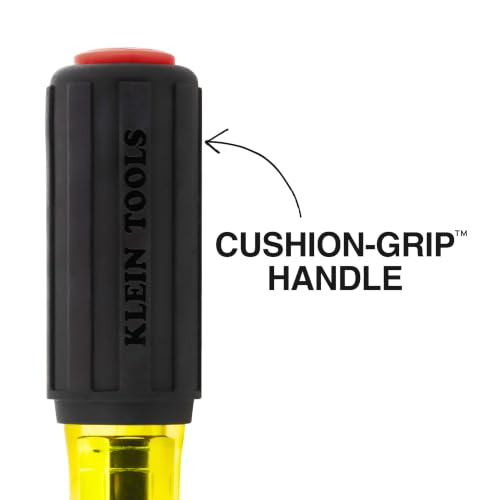Klein Tools 65412 Heavy Duty Hollow Shaft Nut Driver, Color-Coded 1/2-Inch Hex, Pass Through Design, 6-Point, Cushion-Grip Handle - size: 1/2-Inch
