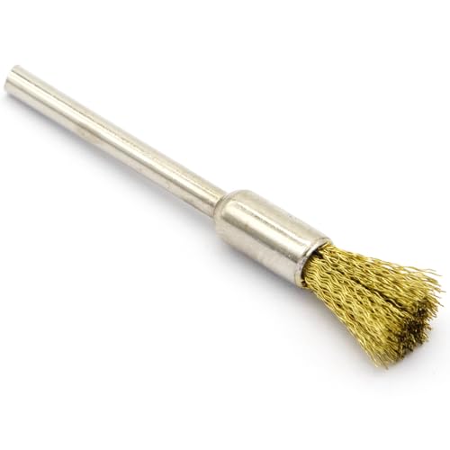 20PCS Brass Wire Brushes - Metal Rust Removal, Cleaning, and Polishing - 6mm Diameter, 1/8″ (3mm) Shaft - Removes Burrs, Dust, and Oxide Layer - Handles Rough Surfaces - Rotary Tool Accessories - style: Brass Wire Brush 3*6mm 20PCS