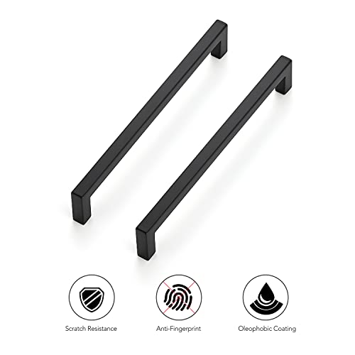 Ravinte Matte Black Cabinet Handles Solid Cabinet Pulls 6-1/4 Inch 10 Pack - color: Black, size: Flat Black 6-1/4'' Hole Center