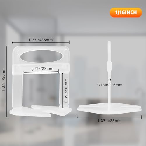 DGSL 3500 Pcs Tile Spacers 1/16 Inch, Tile Leveling System with Hammer | Tile Installation Tools for Ceramic Tile and Stone Installation, Tile Leveling Clips Helps DIY and Professional Tile Layer - size: 1/16*3500